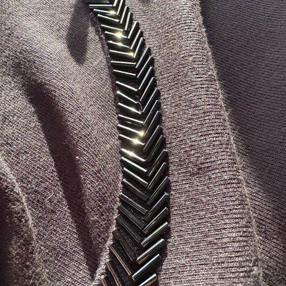 90s Vintage Liz Claiborne 100% Cotton Beaded Chevron Pattern Neckline Top XL - Picture 4 of 6